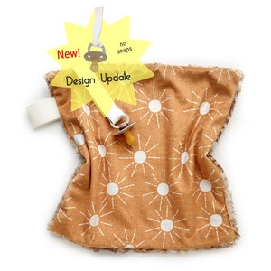 Sun Minky Lovey: Golden Baby Pacifier Blanket with Fawn Fur Backing