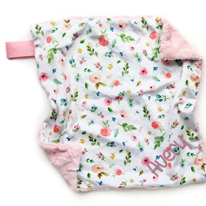 Lovey Blanket, Dainty Floral Lovey for babies, Security Blanket, Floral Lovey Blanket