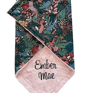 Whimsical Baby Blanket, Enchanted Forest Lovey Blanket, Minky Blanket