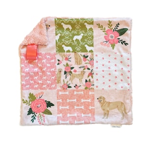 Minky Lovey Blanket, Golden Retriever Blanket,  Dog Lovie Security Blanket, Custom Blanket.