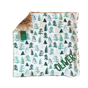 Tree Lovey Blanket, Minky Lovie, Woodland Lovey with Name, Security Blanket, Personalized Baby Gift
