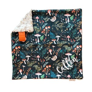 Minky Lovey Blanket: Woodland Mushroom & Botanical Print