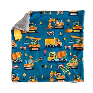 Lovey, Construction Lovey for babies, Security Blanket, Truck Lovey Blanket