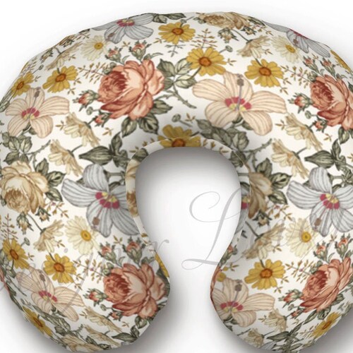 Mauve Floral Nursing Pillow Cover Baby Girl Breastfeeding Etsy