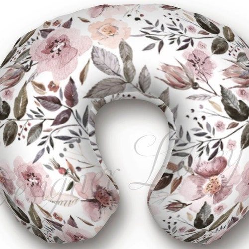 Mauve Floral Nursing Pillow Cover Baby Girl Breastfeeding Etsy