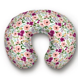 Floral Minky Nursing Pillow Cover, Baby Girl Breastfeeding Pillow Cover