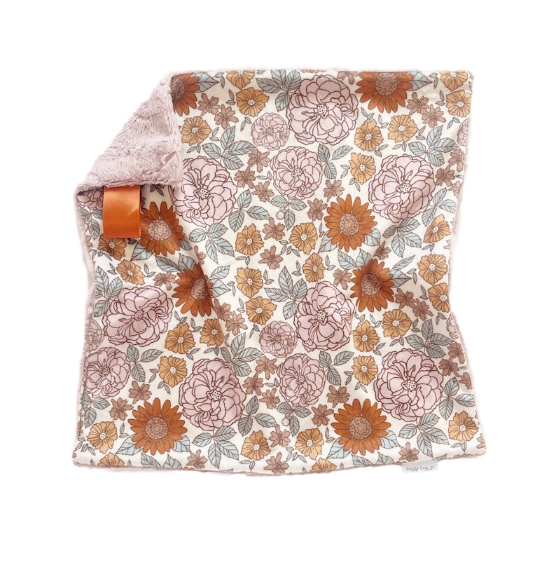 floral lovey blanket for baby, minky baby blanket, security baby blanket