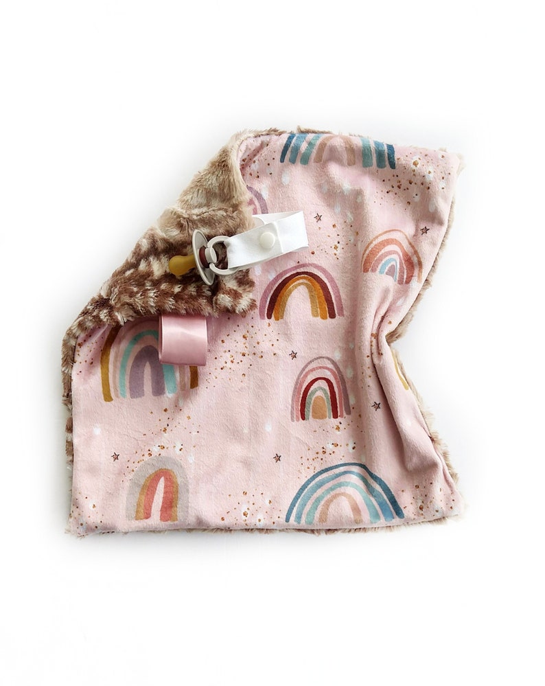 Rainbow Pacifier Blanket Boho Lovey Baby Girl Pacifier Clip Etsy