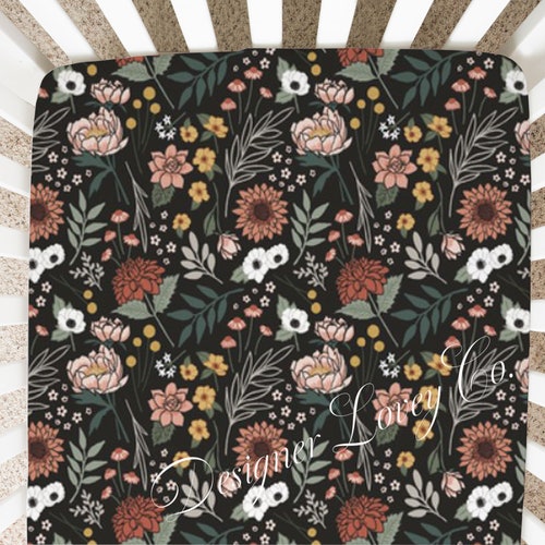 Modern Farmhouse Crib Sheet Floral Crib Bedding Baby Etsy