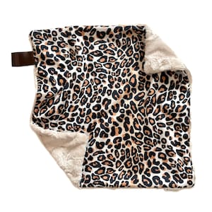 Lovey Blanket with Name,  Cheetah Lovey for Babies, Security Blanket, Personalized Minky Lovey, Leopard Minky Blanket