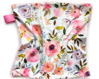 Floral Minky Lovey: Personalized Baby Security Blanket