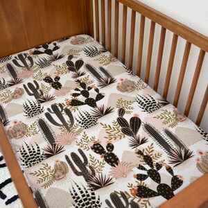 Desert Cactus Crib Bedding Crib Sheet Changing Pad Cover Mini Crib Sheet Earth Tones Southwest Neutrals Sun Cacti Baby Bedding Etsy