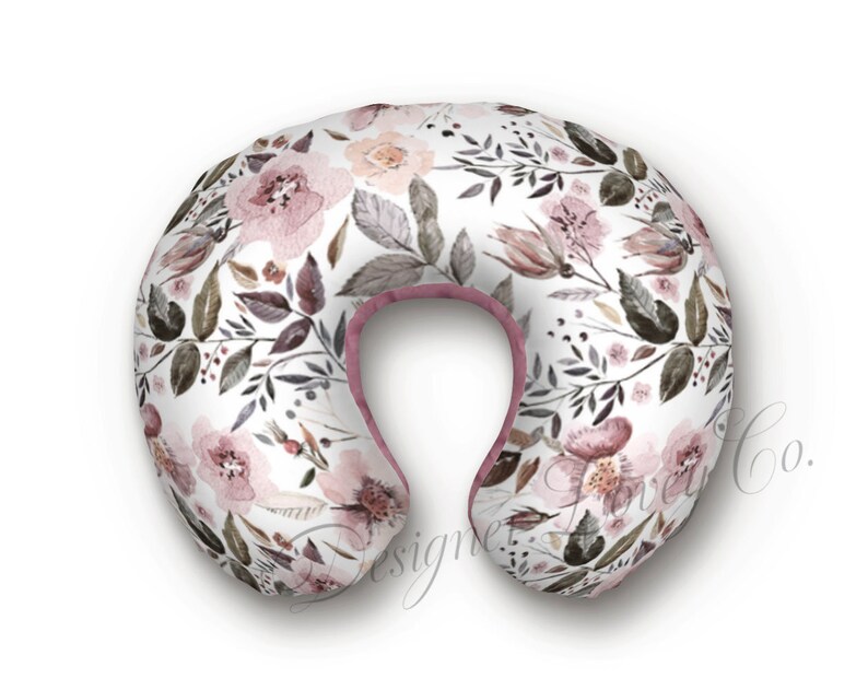 Mauve Floral Nursing Pillow Cover Baby Girl Breastfeeding Etsy