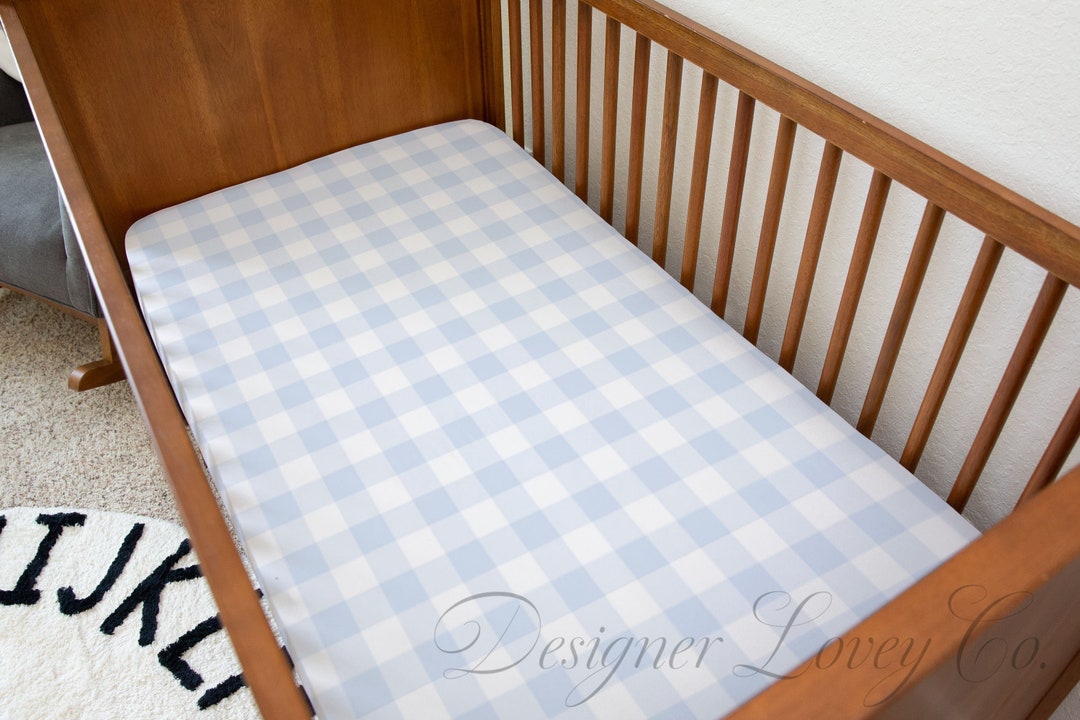 Blue Gingham Crib Sheet, Baby Boy Bedding, Minimalist Crib Sheet, Calming, Mini Crib Sheet Etsy
