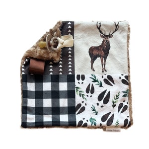 Rustic Buck Pacifier Blanket, Woodland Minky Lovey Blanket, Fawn Binky Blanket