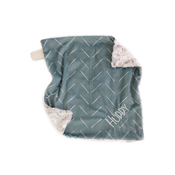 Personalized Lovey Blanket, Minky Lovey for babies, Security Blanket, Neutral Chevron Blanket