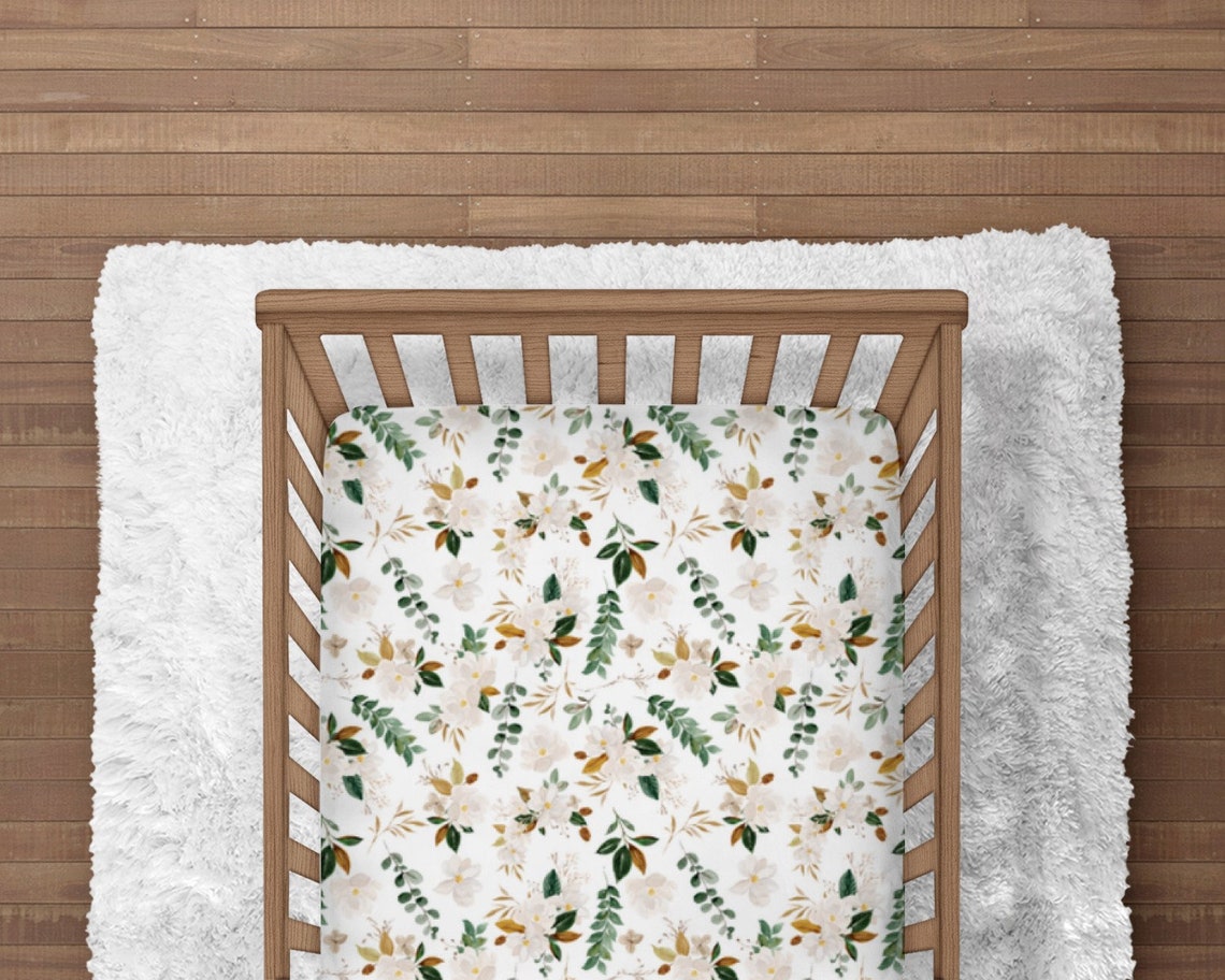 Crib Sheets Magnolia Baby Crib Sheet Floral Nursery Bedding Etsy