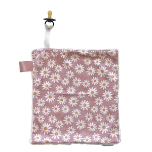 Daisy Pacifier Blanket, Soft Minky Binky Blanket, Floral Baby Lovey