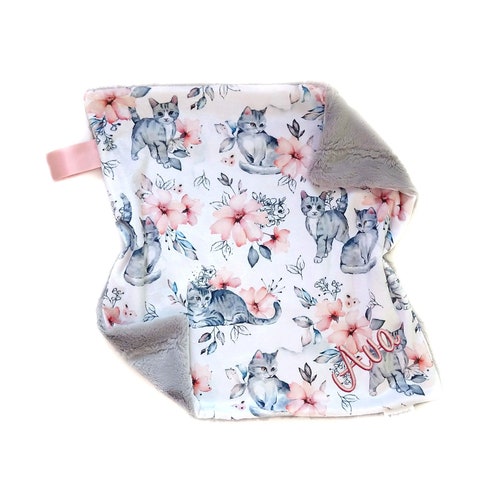 Kittens Lovey Blanket, Cats Lovey for Babies, Minky Security Blanket