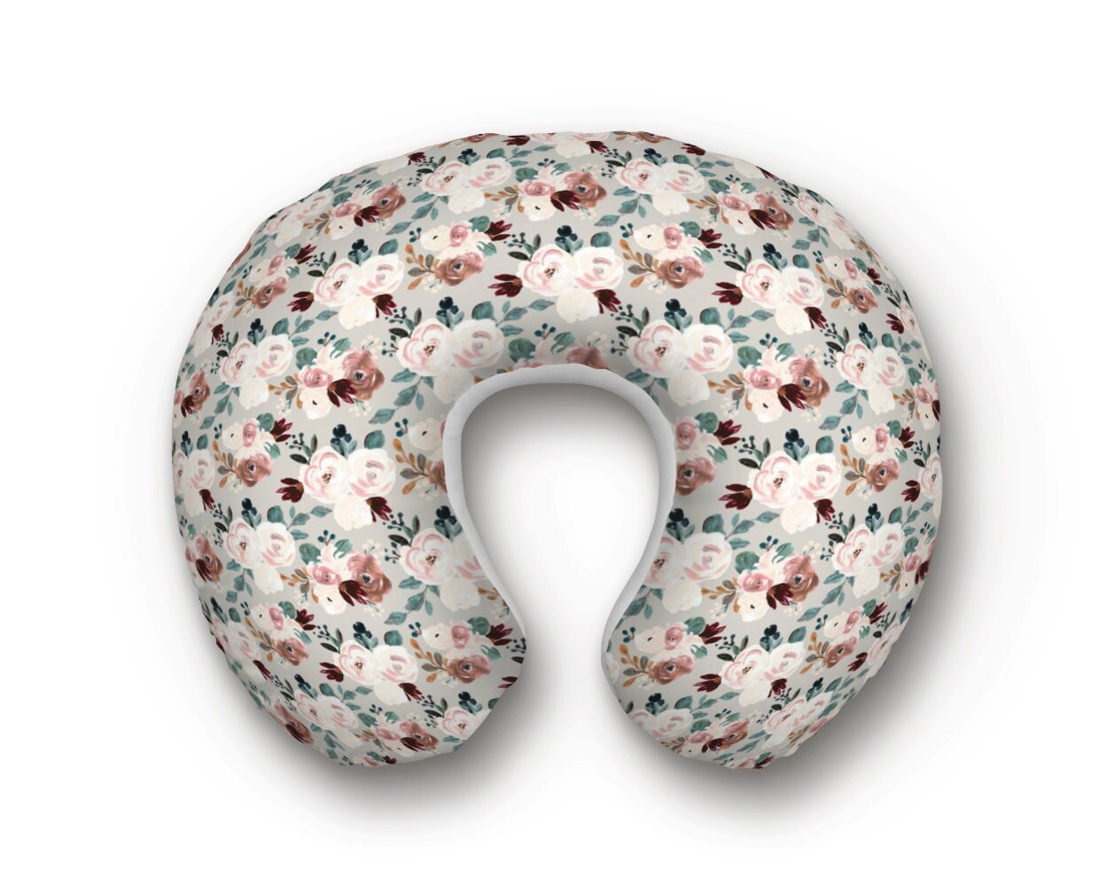 Gray Floral Boppy Pillow Cover. Modern Minky Nursing Pillow Etsy