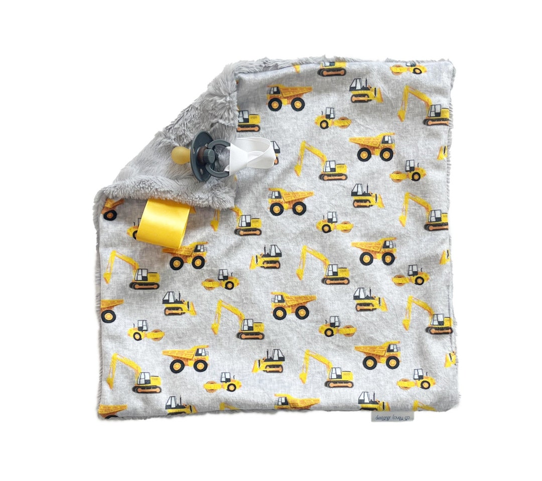 Construction Pacifier Blanket, Minky Lovey Blanket, Truck Baby Lovie ...