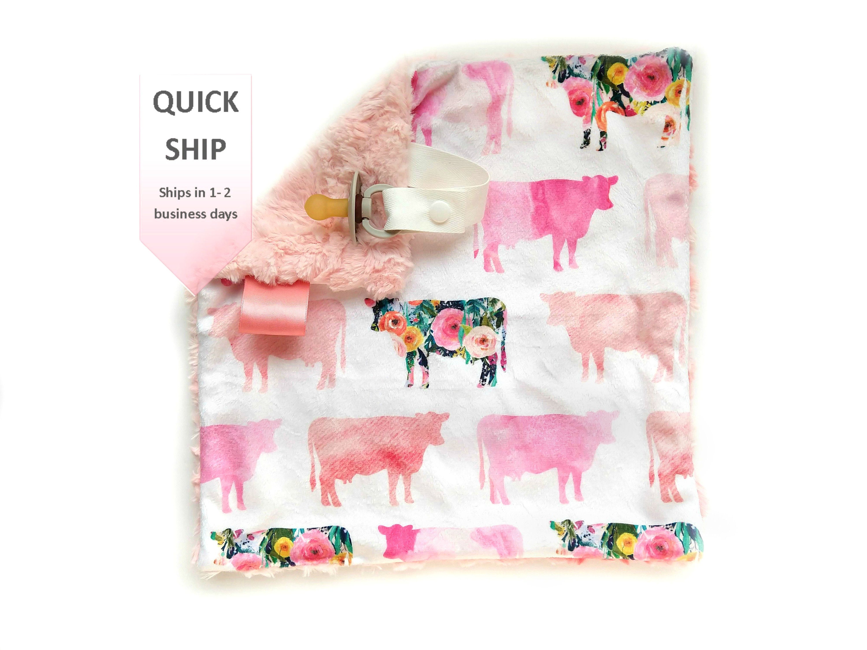 Strawberry Cow Lovey Blanket Pacifier Clip Blanket Binky Etsy.de