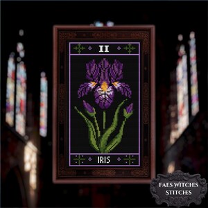 Iris Cross Stitch Pattern | Gothic Flower Tarot PDF | Witchy Garden Stitchings