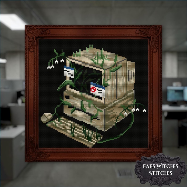 Overgrown Computer Cross Stitch Pattern PDF | Electronic Device ...