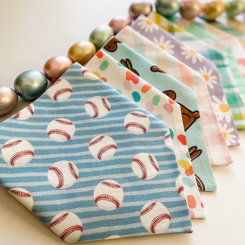 Home Run Double Sided Dog Bandana Over the Collar