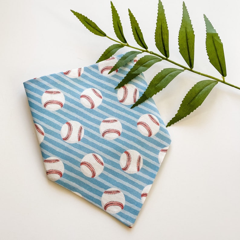 Home Run Double Sided Dog Bandana Over the Collar