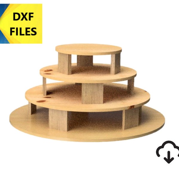 Dxf file cup cake stand, Display stand dxf file, baker dxf files, cup cake dxf files, digital files for cup cake stand, cnc cut file, 1/2"