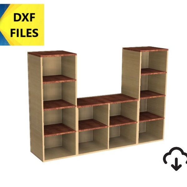 Dxf File Entertainment center, dxf wall shelves, dxf shelving, bookshelf dxf file, tv stand cnc cut files, 3/4" plywood for material