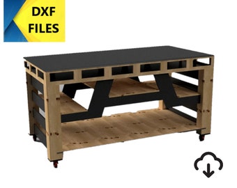 Shop work table dxf files, cnc dxf shop file for workbench, Rolling casters 3/4&quot; plywood
