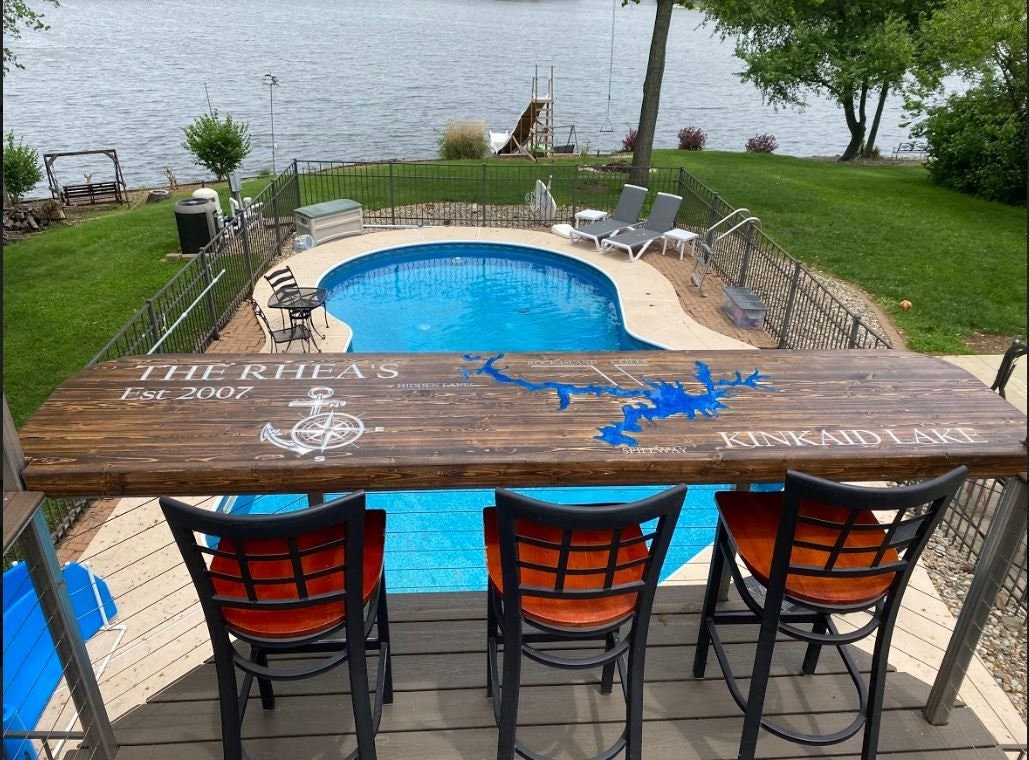 Custom Lake Bar Tops, Personalized Bar Tops, Bar Tops, Wooden Bar Tops