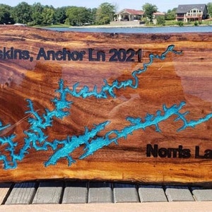 Lakehouse Signs Home decor, cnc engraved, lived edge lake sign, live edge art wood, epoxy resin gloss