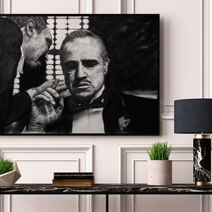Der Pate / Marlon Brando - A1 / A2 / A3 Druck einer Originalzeichnung - Kohlezeichnung / Pate / Film
