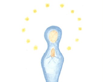 5x7 DIGITAL DOWNLOAD Virgin Mary Print Watercolor Painting Catholic Christian Blessed Mother Virgin Mary Watercolor Art Wall Decor