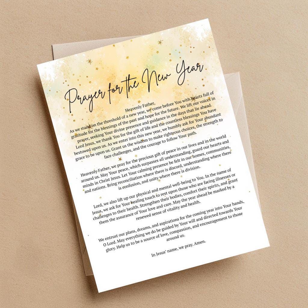 New Year's Prayer for the New Year Catholic New Year Prayer Card 2026 ...