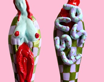 Hand-Made Red Head Naked Lady Statue