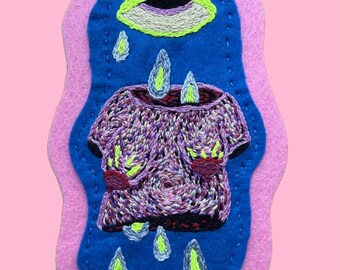 Handmade Embroidered Abstract Crying Lady Torso Patch