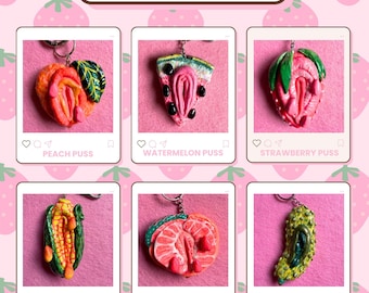 Fruit and Vegetable Puss Bag Charms - Handmade