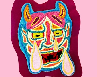Embroidered Hand-Made Crying Hannya Mask Patch