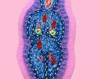 Handmade Embroidered Vulva Lady Patch