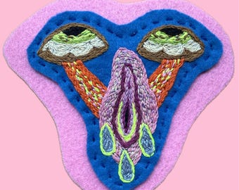 Handmade Embroidered Abstract Crying Vula Eye Lazers Patch