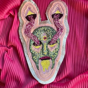 Large Handmade Embroidered Patch: Alien Eyes