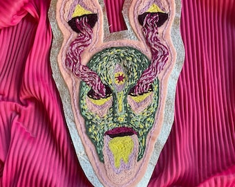 Large Handmade Embroidered Patch: Alien Eyes
