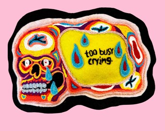Long Skull Hand-Made Embroidered Patch