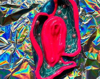Neon Pink PUSS Handmade Ashtray / Ring holder