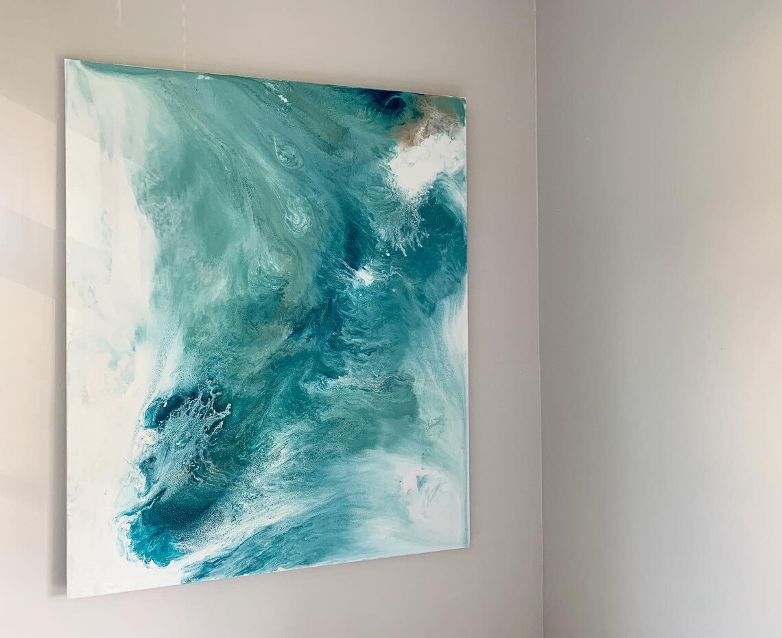 Abstract painting / teal abstract painting / blue abstract Etsy