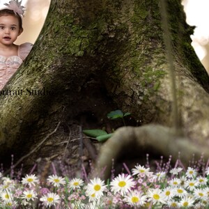 Magical tree root Fairy world wild flowers Sunny day nature digital backdrop photography digital background photoshop jpg Download